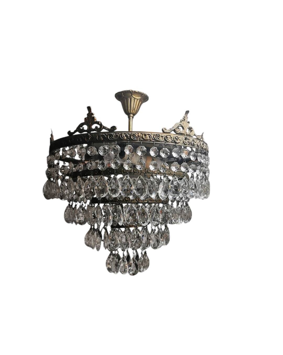Bronze and crystal ceiling chandelier