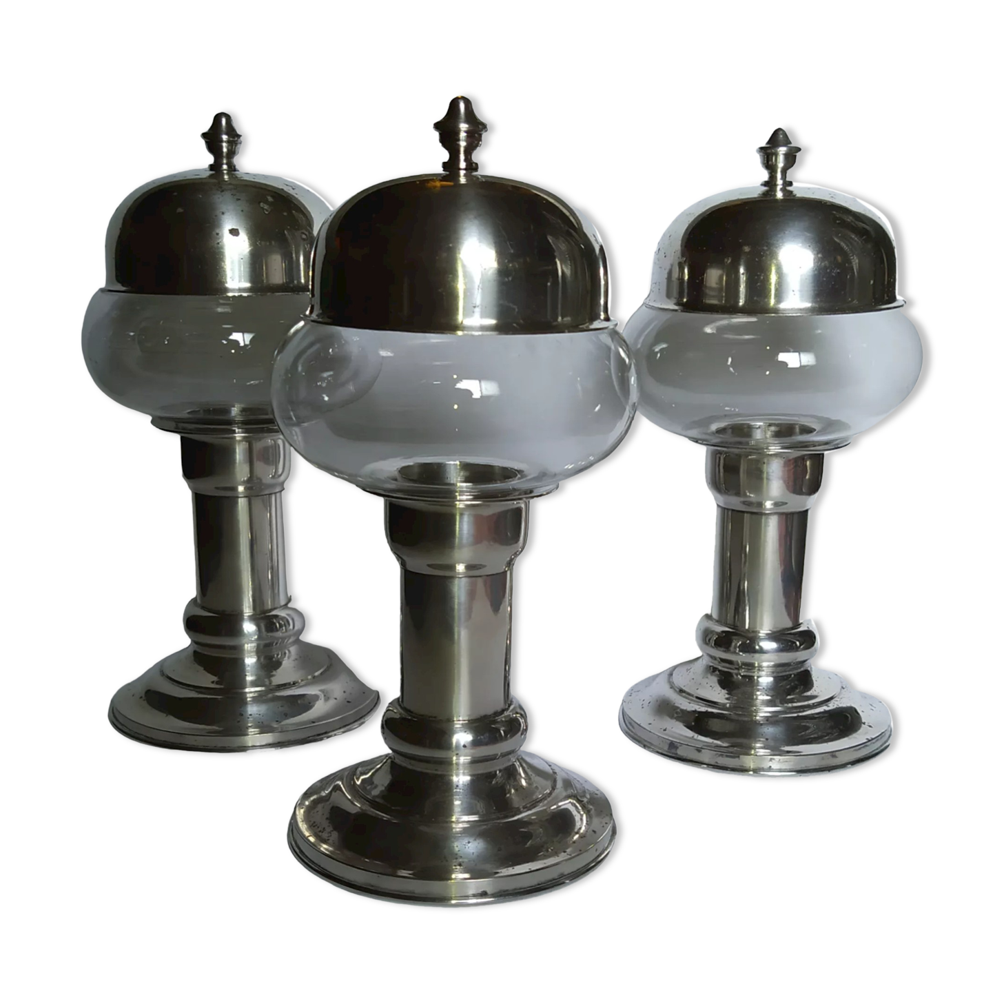 3 whole photophores in silver metal