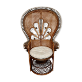 Peacock rattan armchair, circa 1960