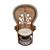 Fauteuil peacock en rotin , vers 1960