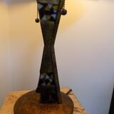 Tiffany art deco bronze lamp and stained glass