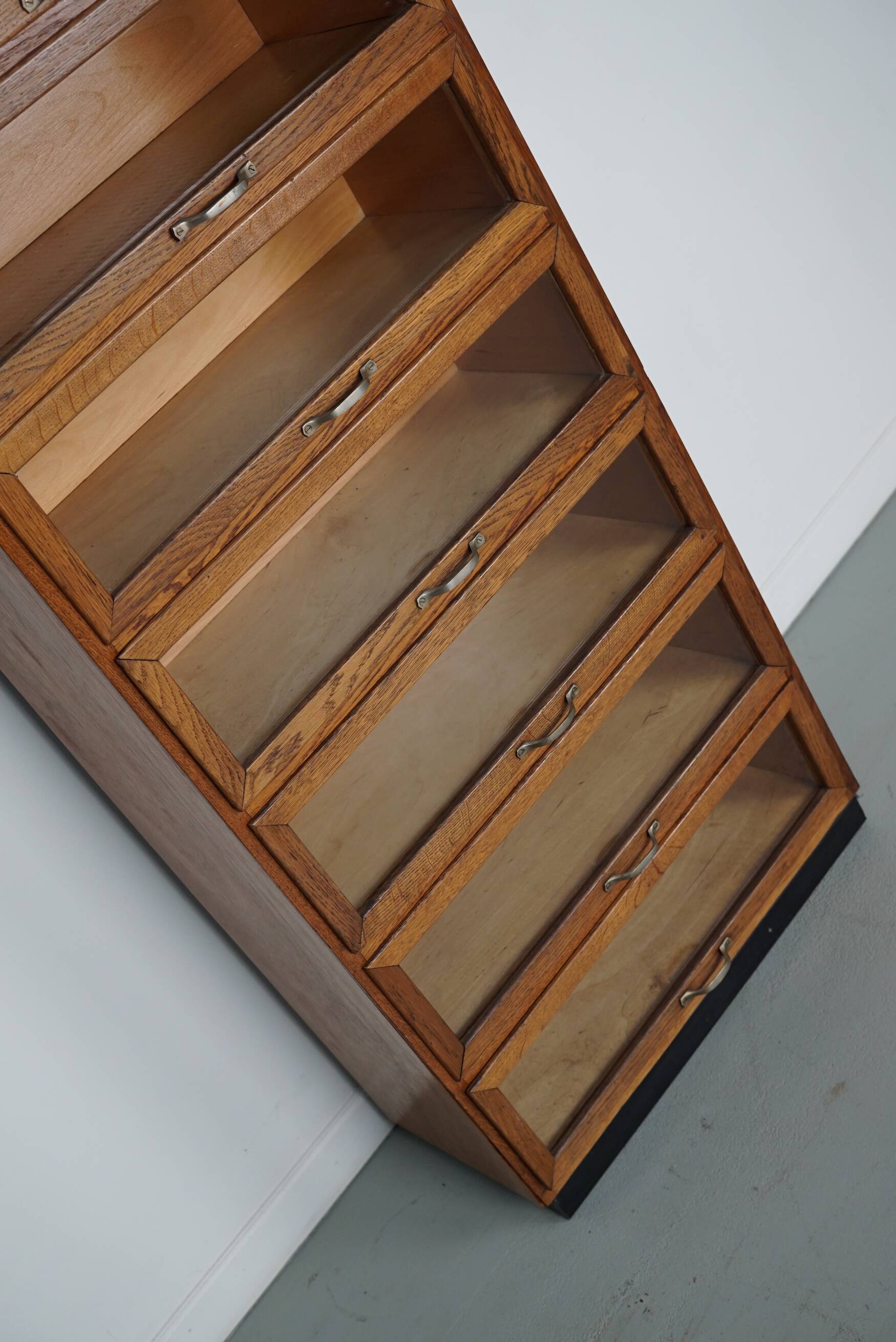 Vintage Dutch Oak Haberdashery Shop Cabinet / Vitrine, 1950s