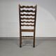 Ensemble de 4 chaises de salle à manger en chêne, rustiques, de ferme, à dossier en échelle avec sièges en jonc, années 1960