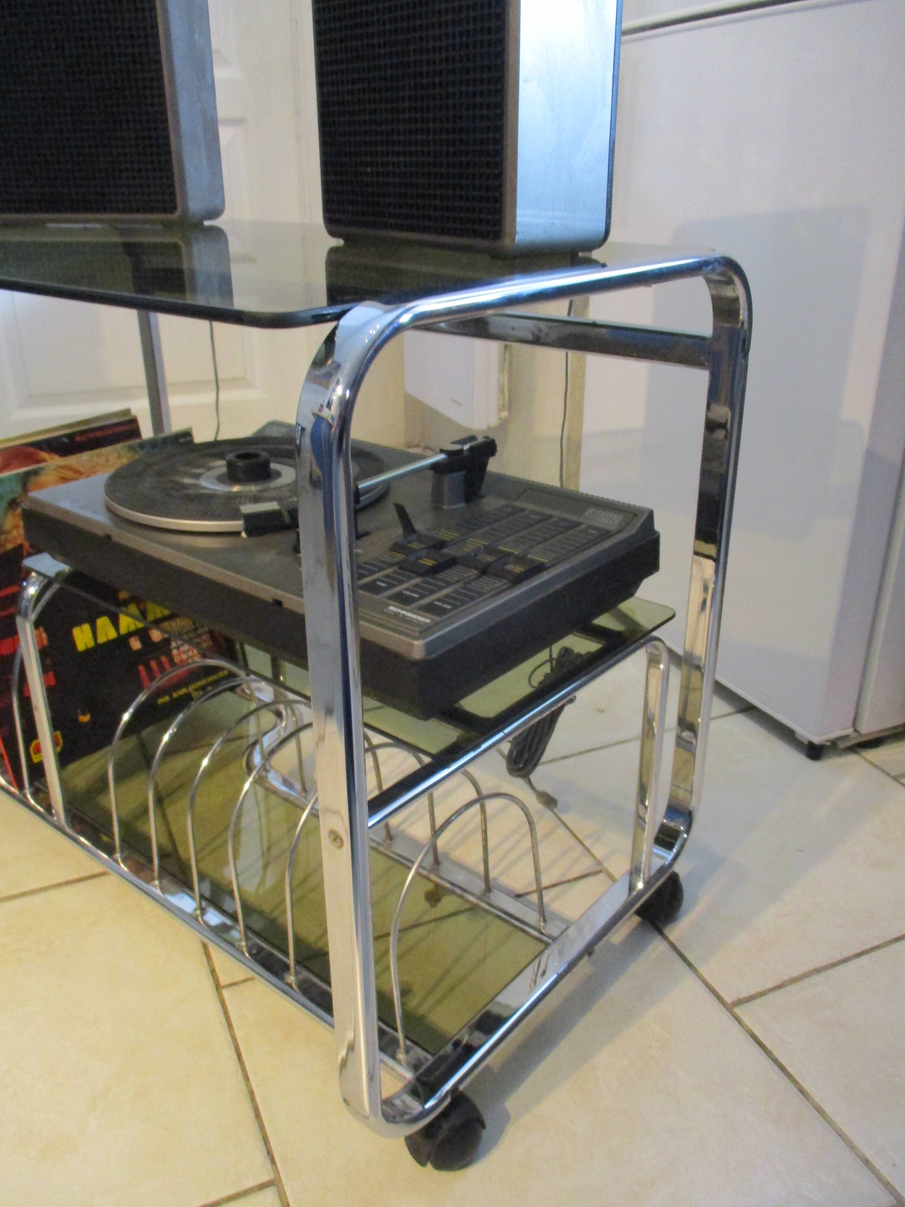 Meuble vintage hifi chrome années 70