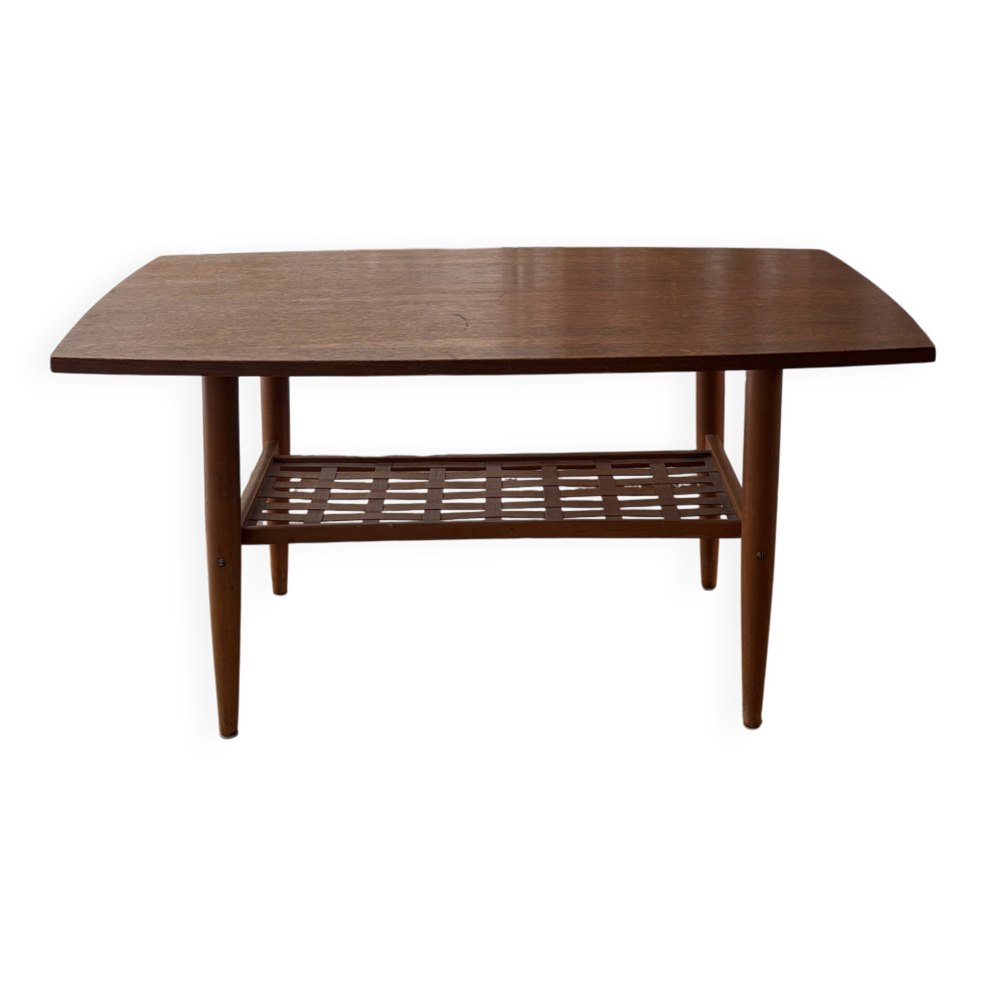 Teak coffee table with woven top