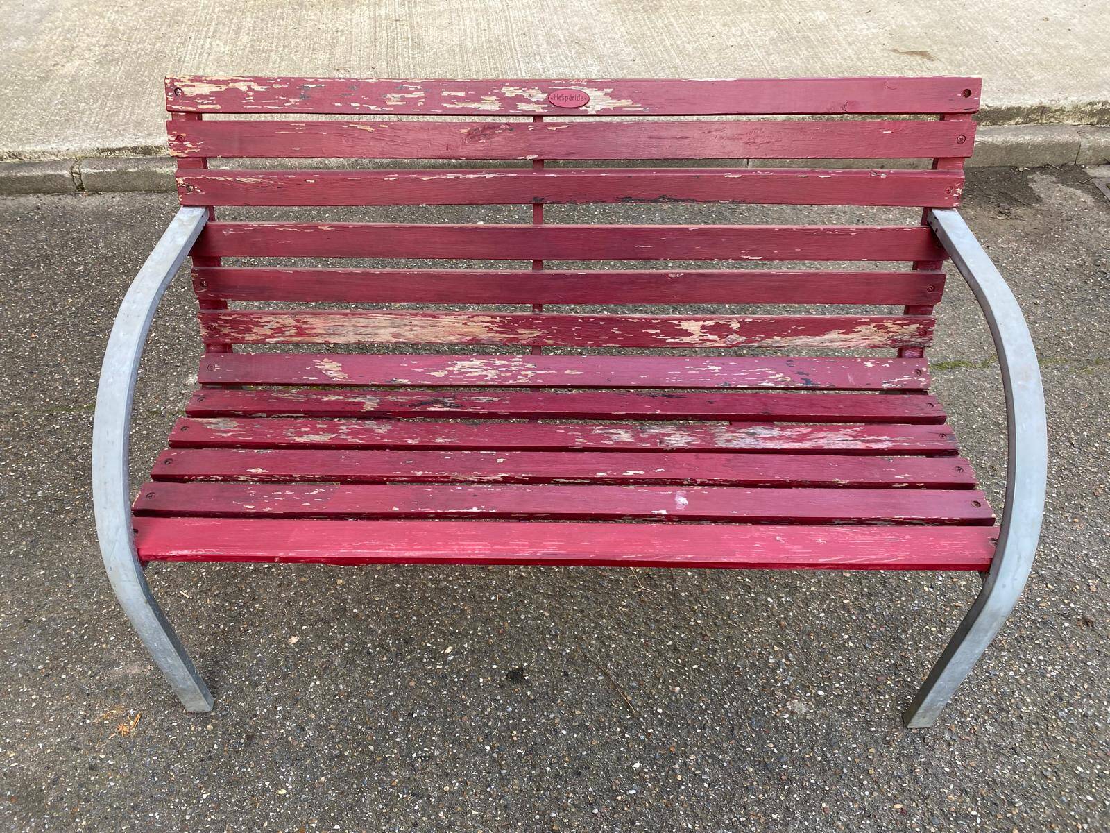Banc de jardin 2 places en bois massif et acier Hespéride