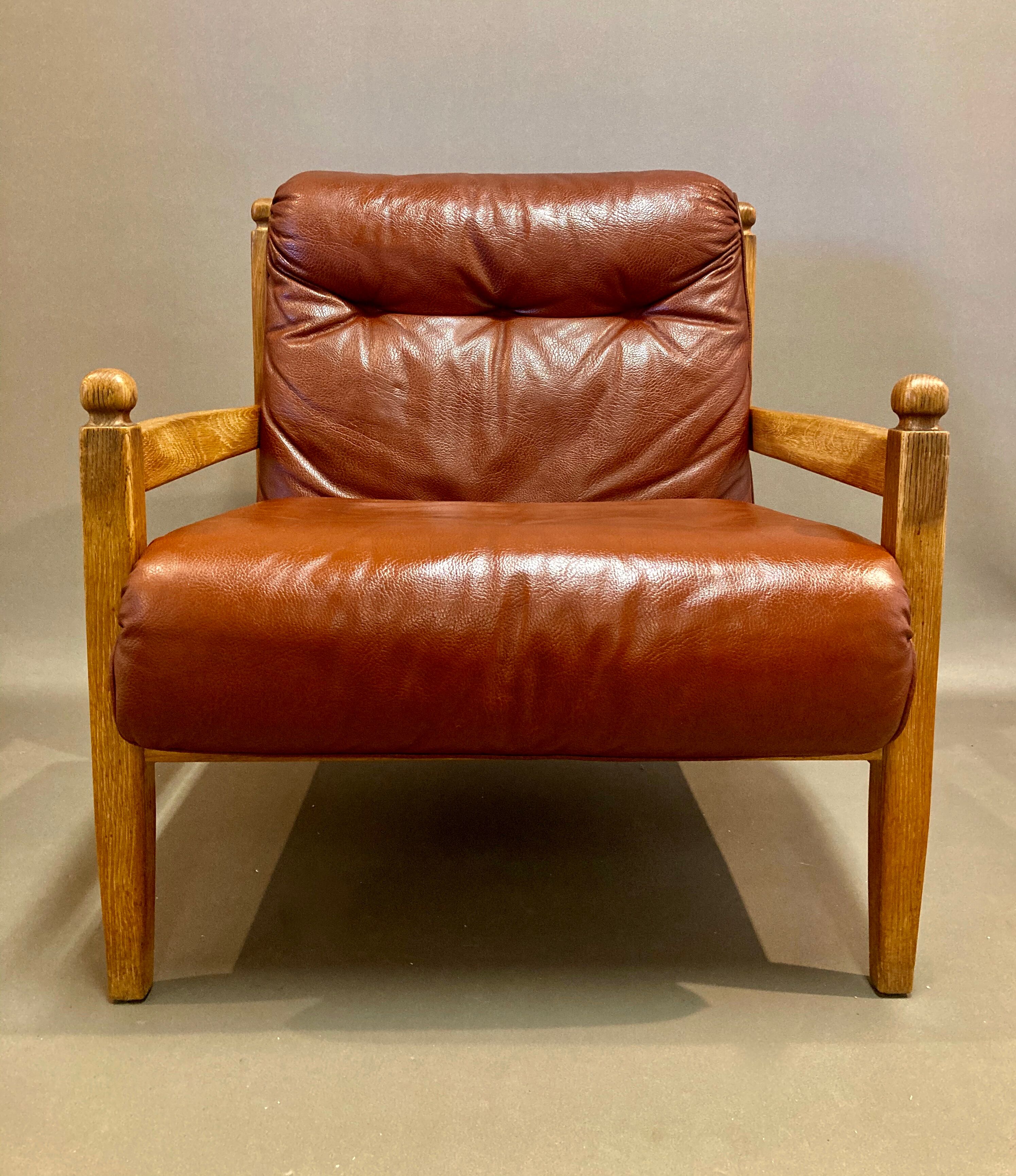 Armchair and its Ottoman leather design 1950.