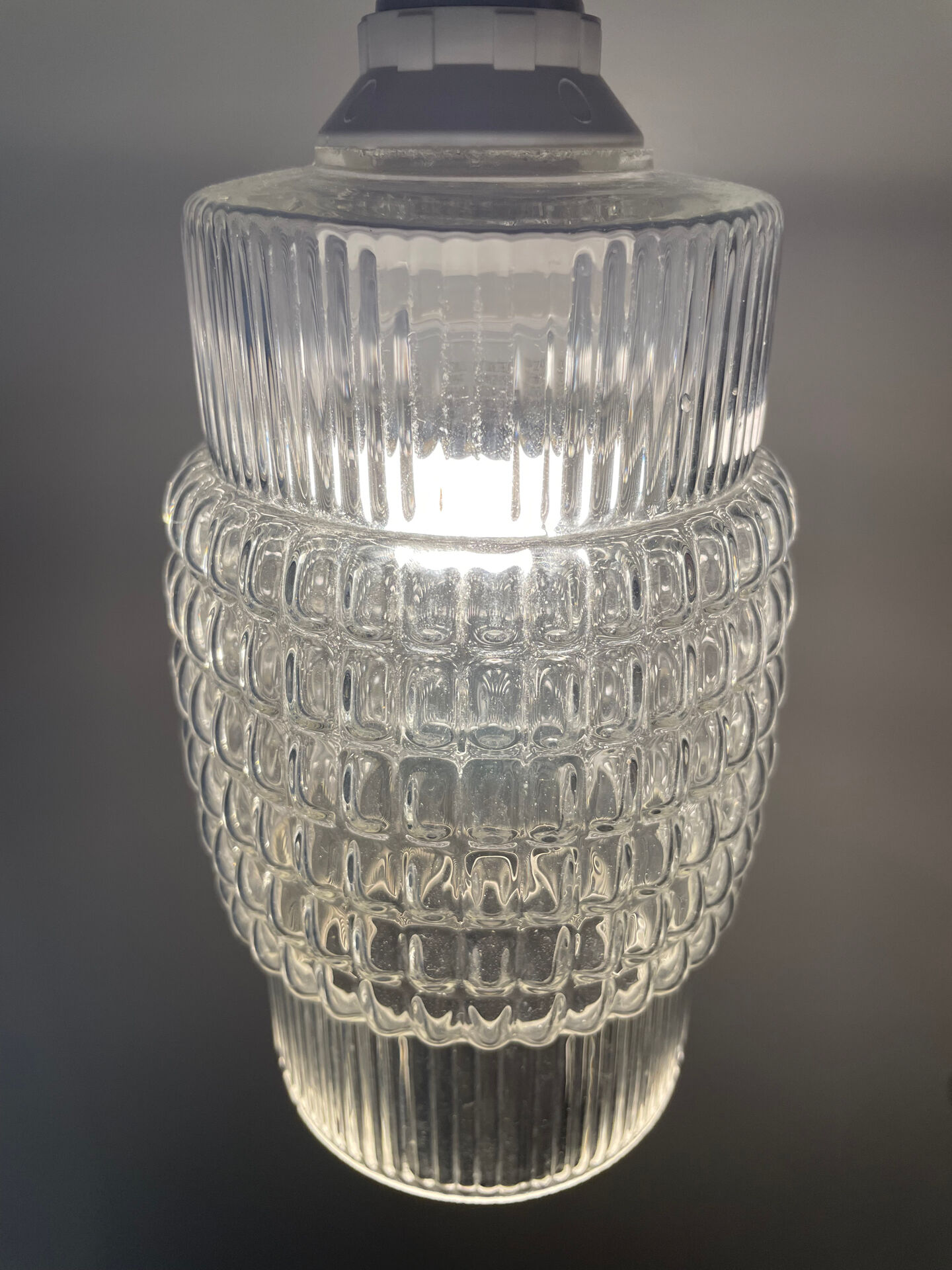 Set of 3 Refurbished Textured Glass Pendant Lights 1970s – Mid-Century