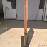 Rectangular Indonesian construction element with blue and yellow plant in carved wood