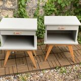Pair of vintage 1950s compass foot bedside tables