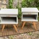 Paire de chevets pieds compas vintage 1950