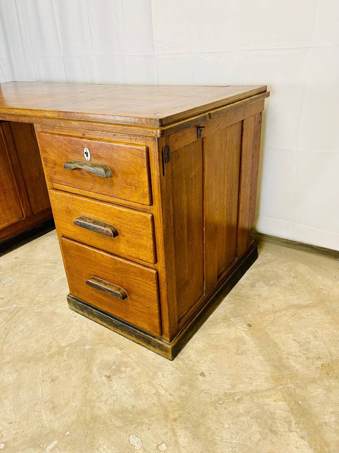 Wooden desk with pedestals