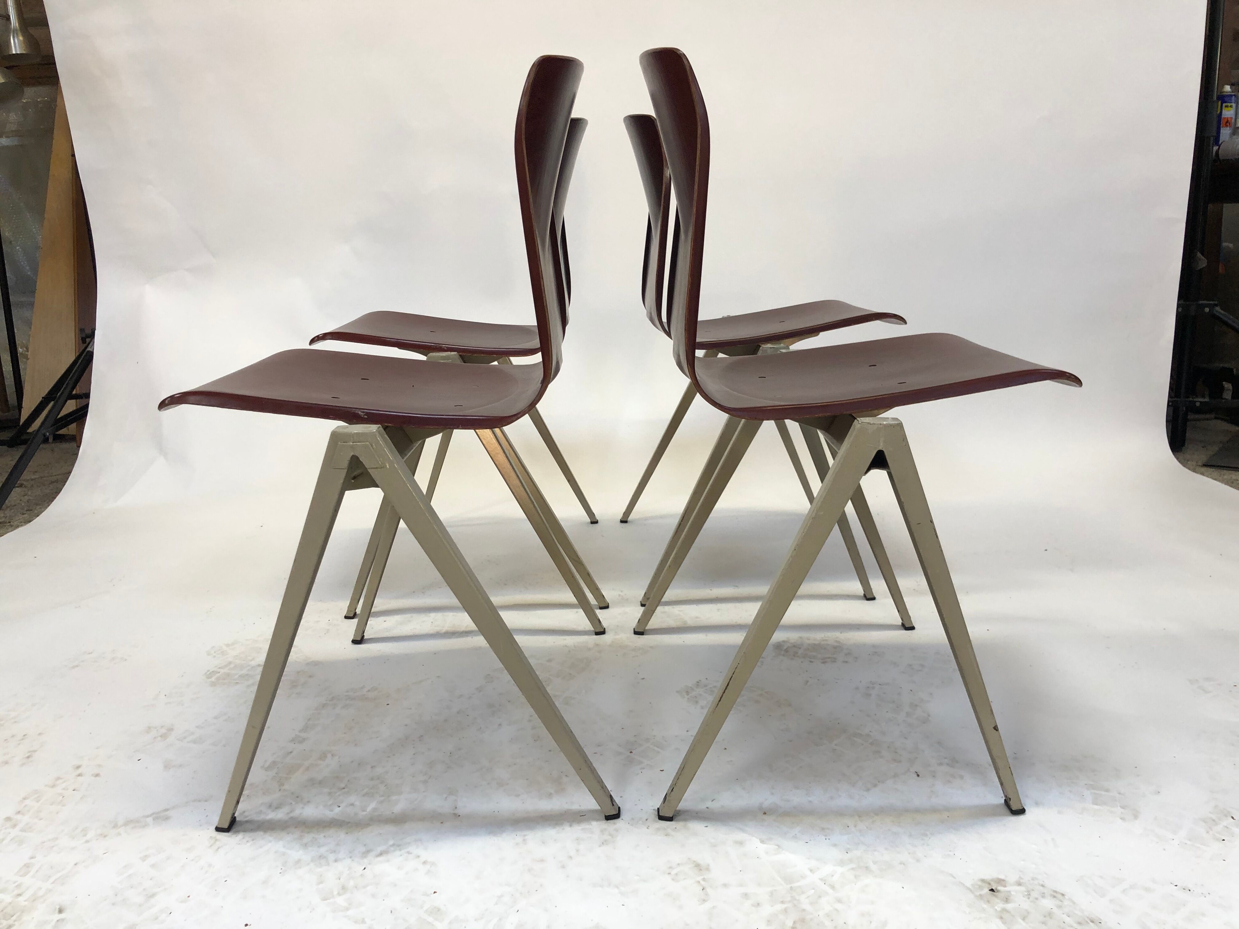Lot of 4 vintage chairs Galvanitas S22 in the Netherlands