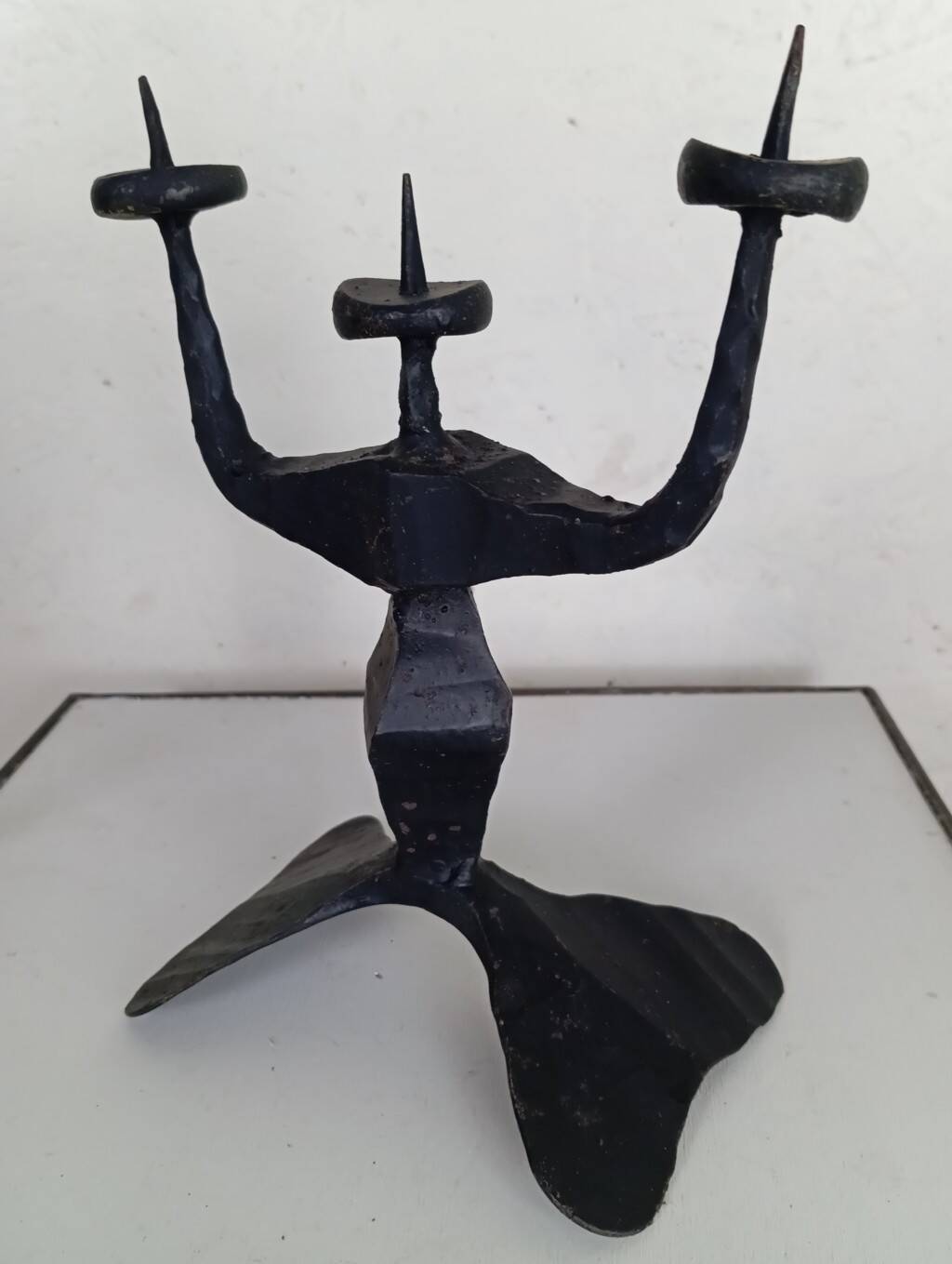 Shabbat candlestick by David Palombo in forged metal