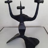 Shabbat candlestick by David Palombo in forged metal