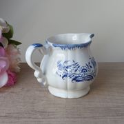Old Milk Jug, Creamer, Pourer, Sarraguemines Lancaster Blue Flower Decor Vintage