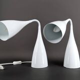 Pair of Vintage Design Lamps in White Enameled Sheet Metal, circa 1970