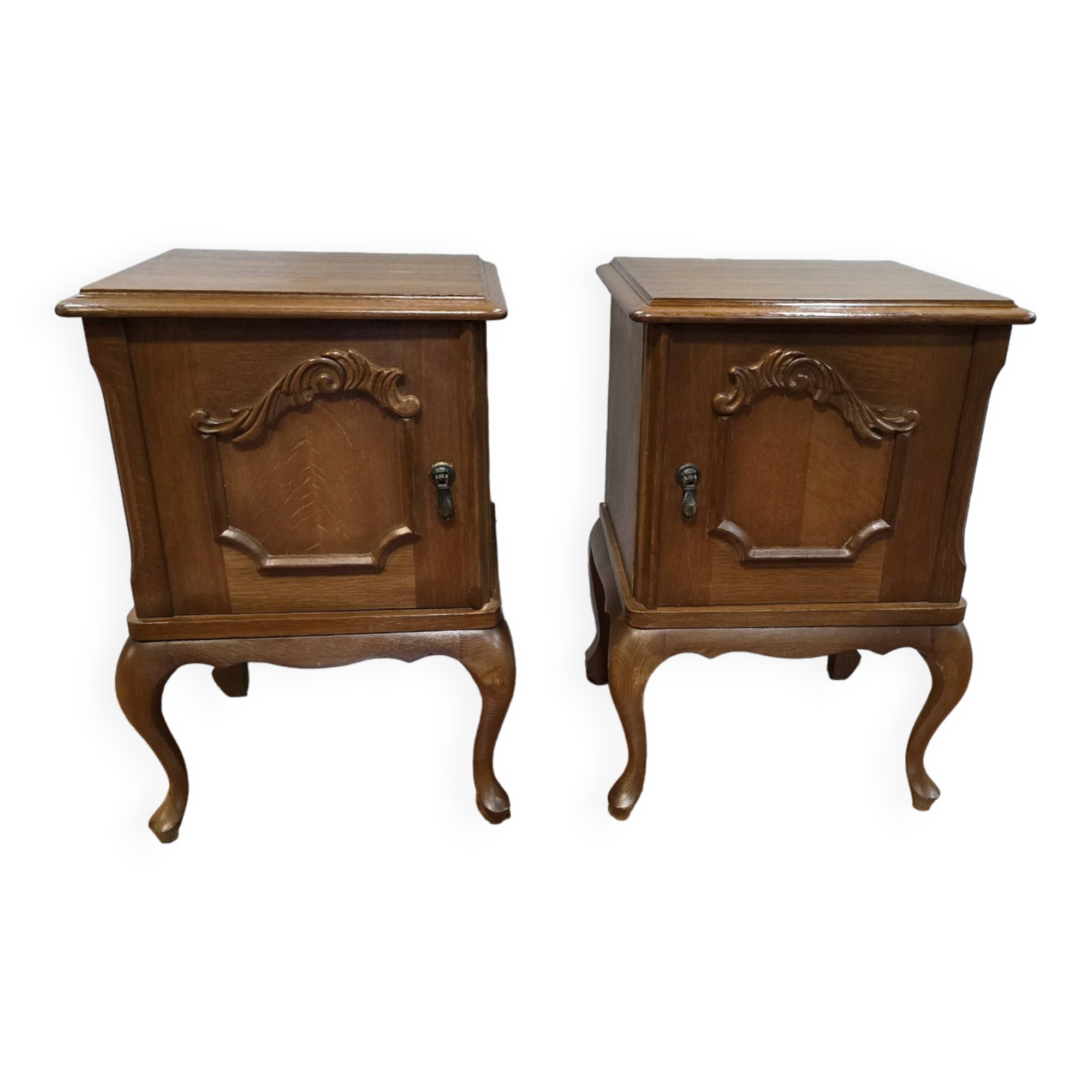 Pair of vintage 1960s oak bedside tables