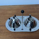 Postmodern Italian plateau for sugar and milk by Michael Graves for Alessi, 1980s, set of 3.