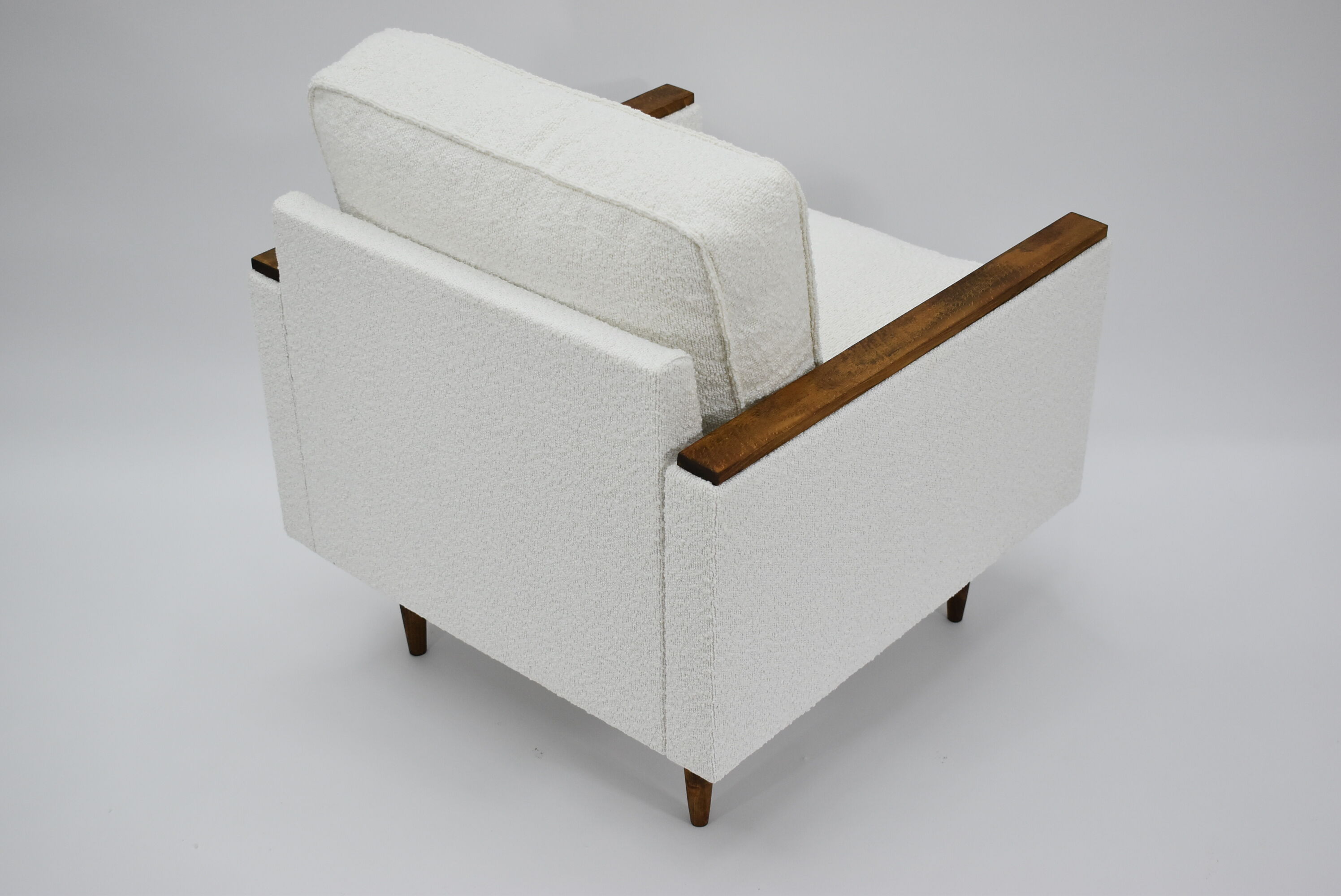 Fauteuil cube original des années 70, entièrement restauré, bouclé blanc