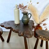 Ensemble table et tabourets brutaliste