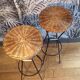 Pair of 1950s iron and rattan bar stools