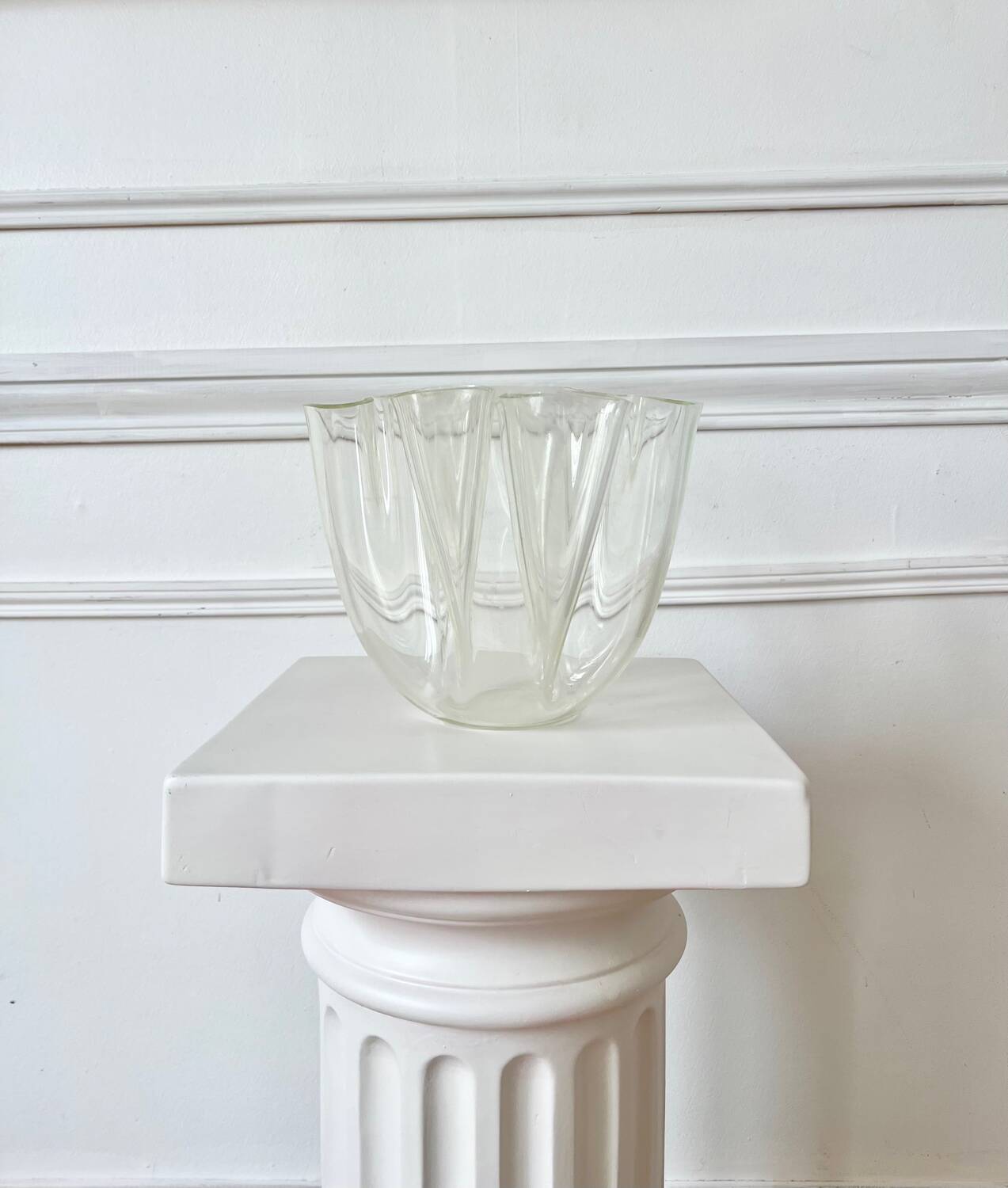 70s design Plexiglas tissue holder vase