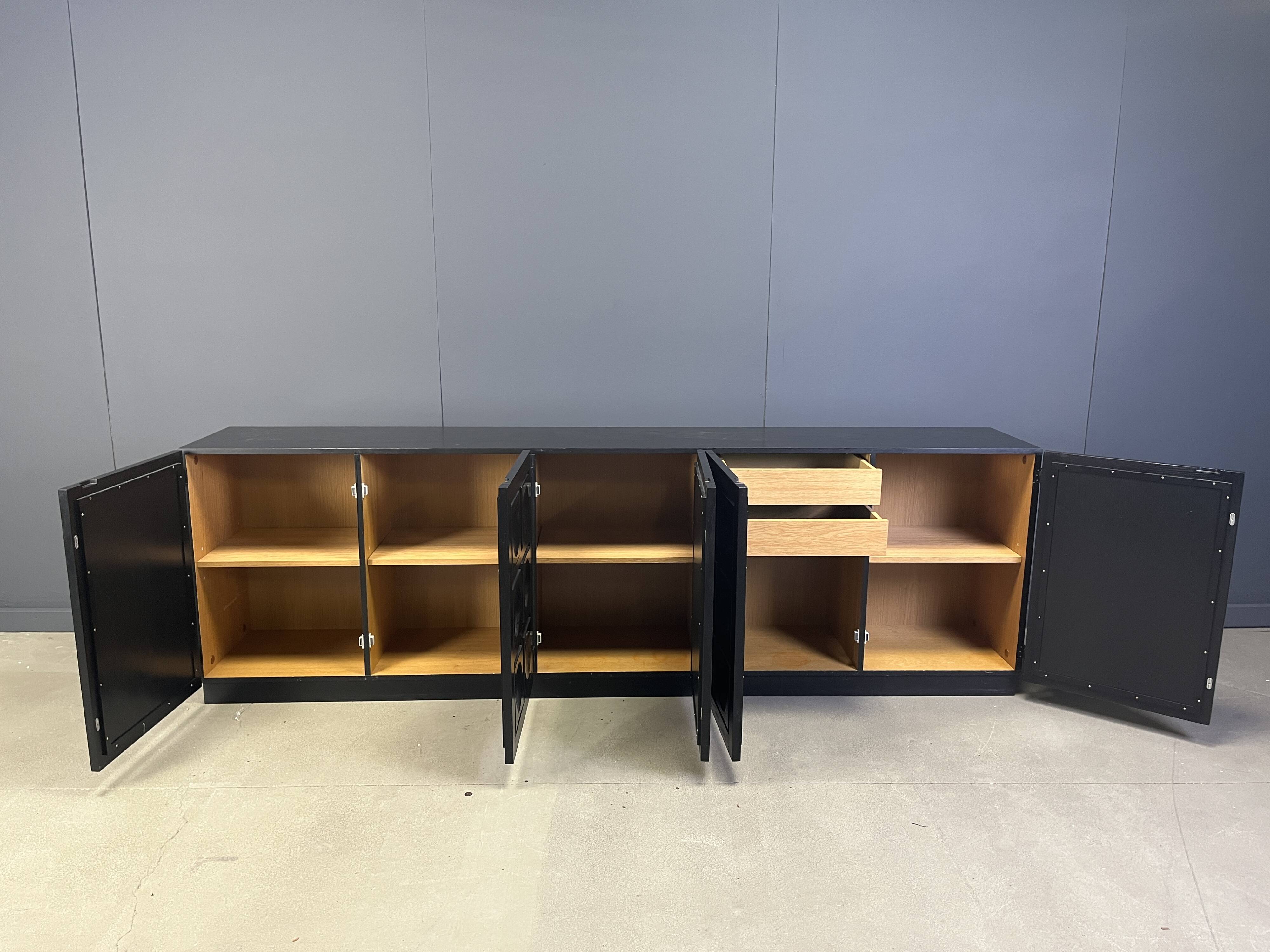 Vintage black brutalist sideboard, 1970s.