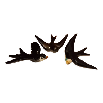 3 wall swallows earthenware Vallauris