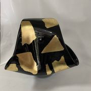 Black Murano-Style Art Glass Centerpiece Bowl with Gold Leaf Accents