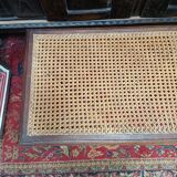 Wooden bench or piano bench with tanned seat