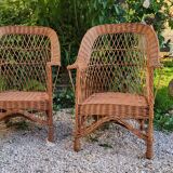 Pair of wicker armchairs