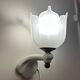 pair of ceramic and frosted glass wall lights 1950