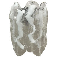 Transapent and white “fiamma” murano glass wall sconce