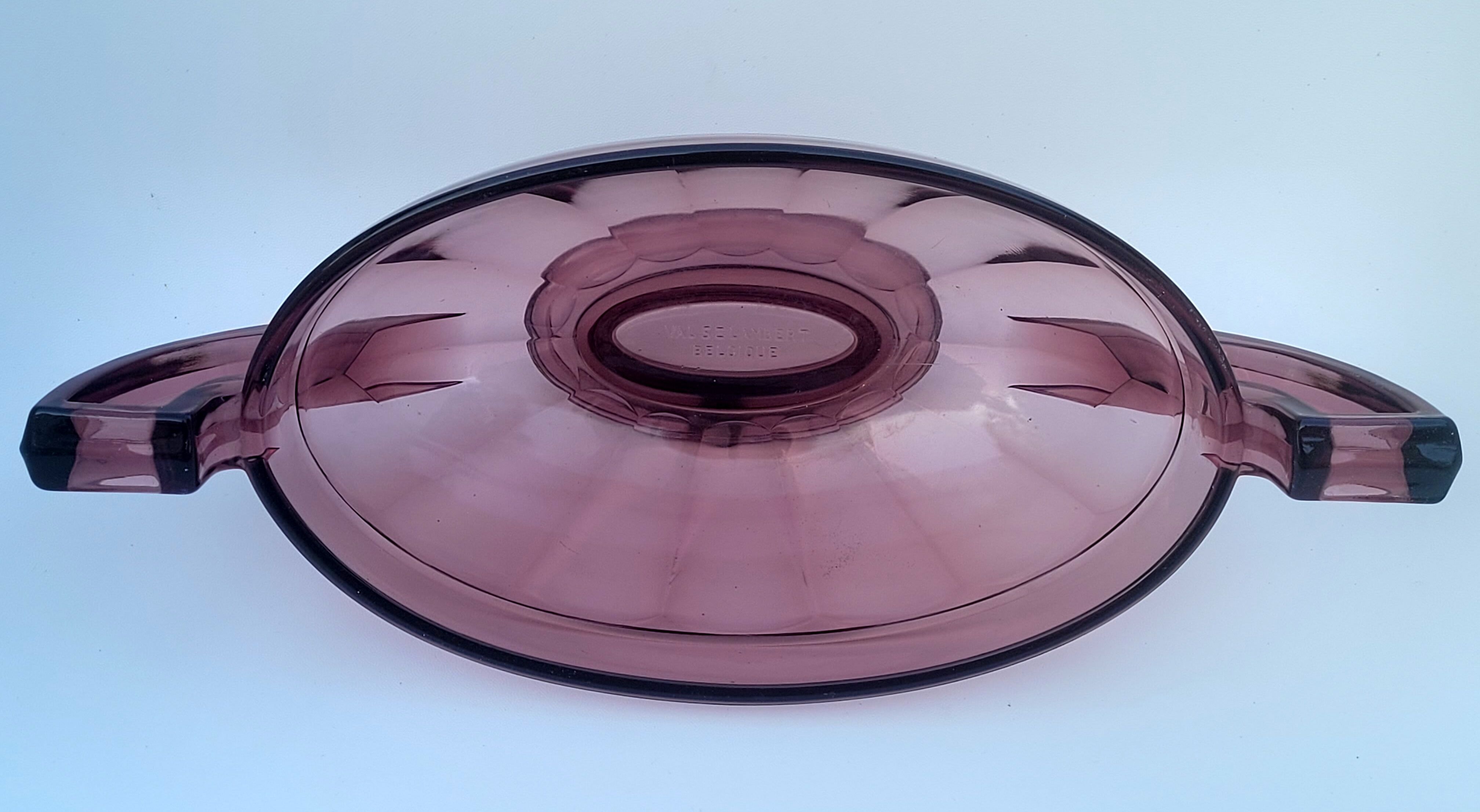 Noémie art deco glass coupe Val Saint Lambert 1935, purple color