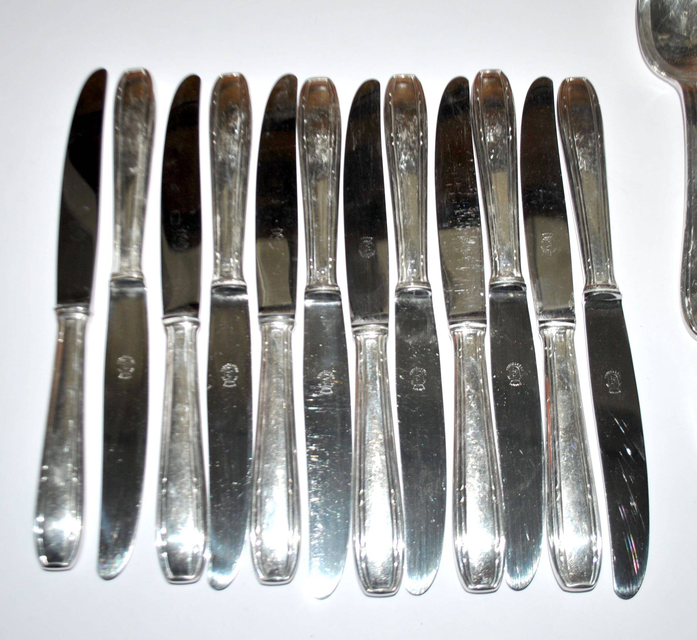LCF set of 36 silver cutlery for starters and desserts, 1950s design Le Couvert Français