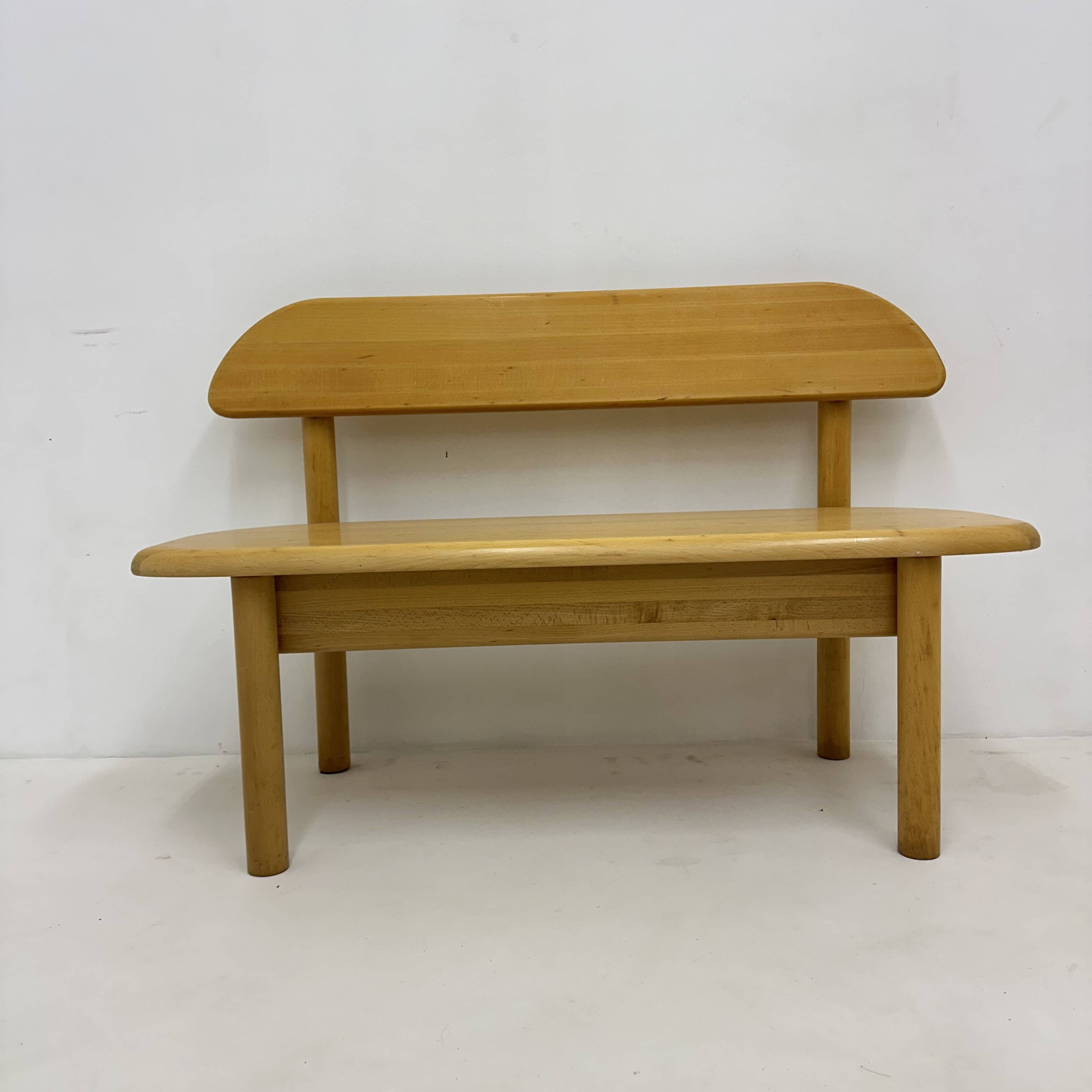 Vintage Danish Ansager mobler solid wooden bench , 1970s