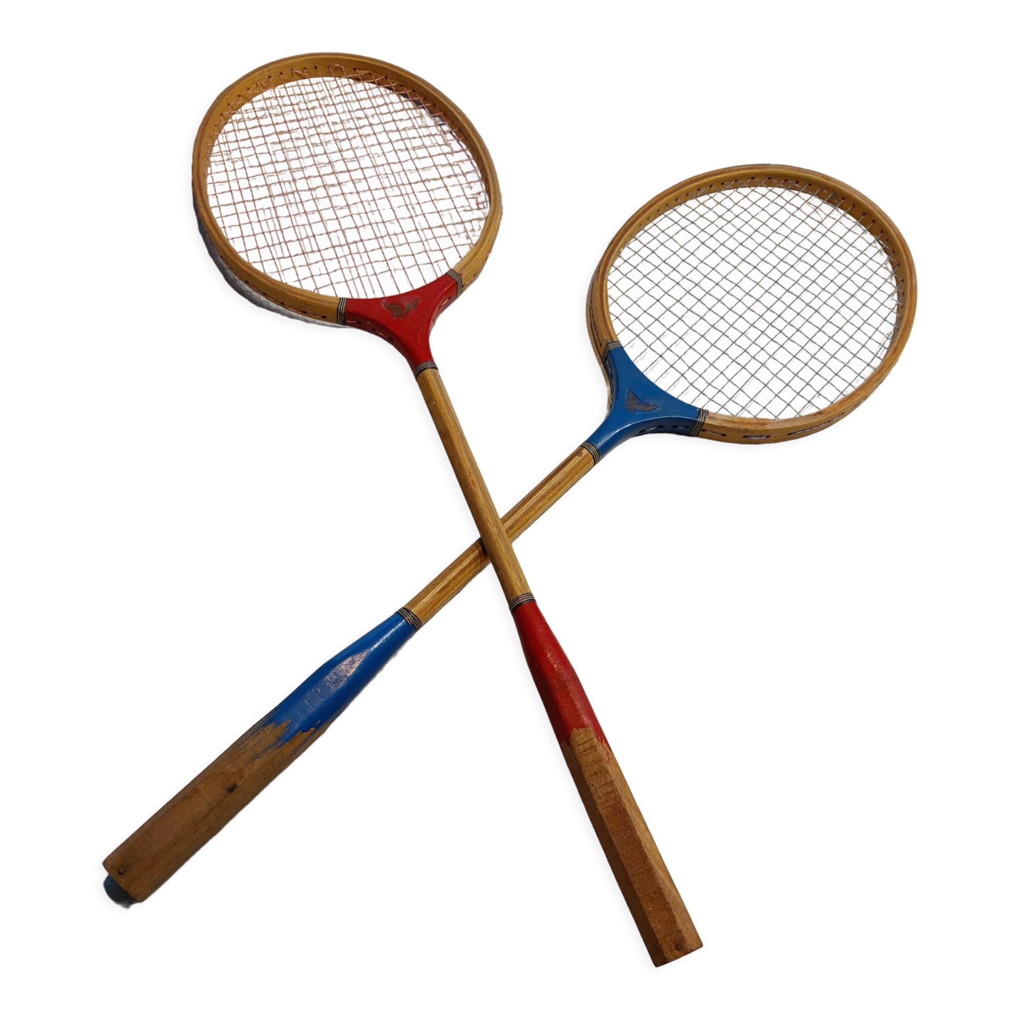 Vintage wooden badminton rackets