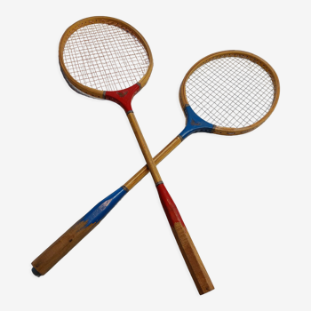 Vintage wooden badminton rackets