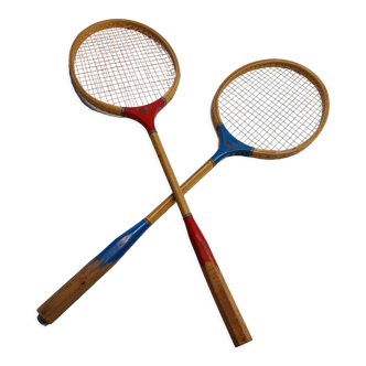 Vintage wooden badminton rackets