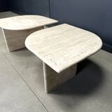 Pair of vintage travertine coffee tables or side tables, 1970s