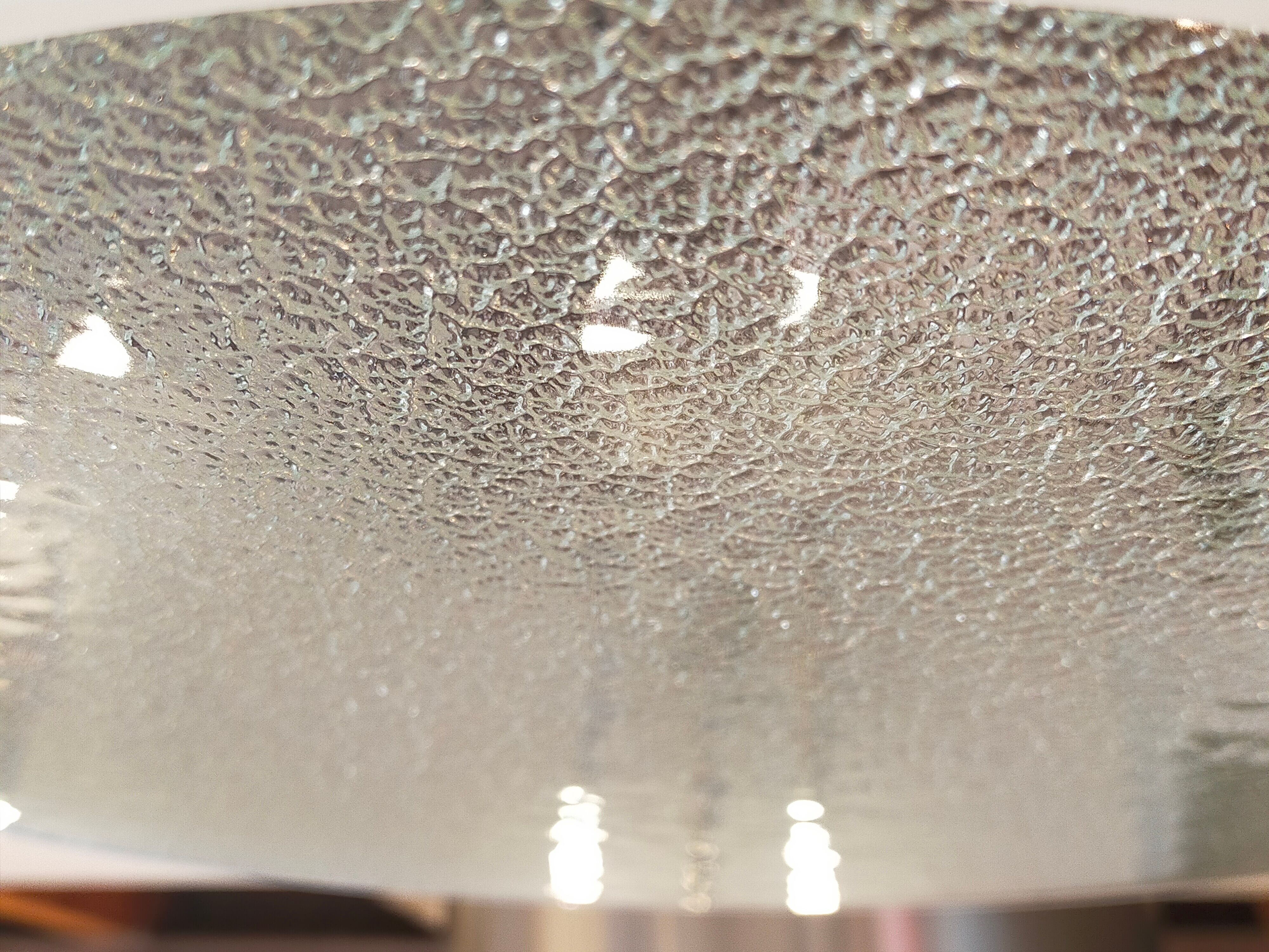 Glass and aluminum ceiling lamp, 1960