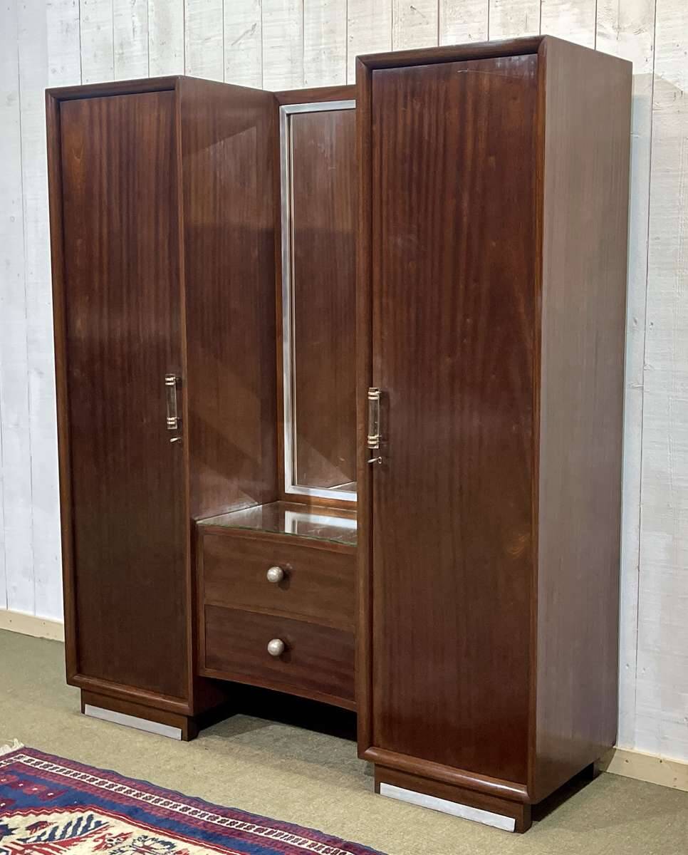 Art Deco wardrobe-dressing table stamped RINCK 115 Faubourg St Antoine Paris