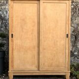 Parisian art deco wardrobe sliding doors solid raw oak