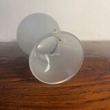 Duo vase en verre dépoli à fleurs noire et rose années 1980