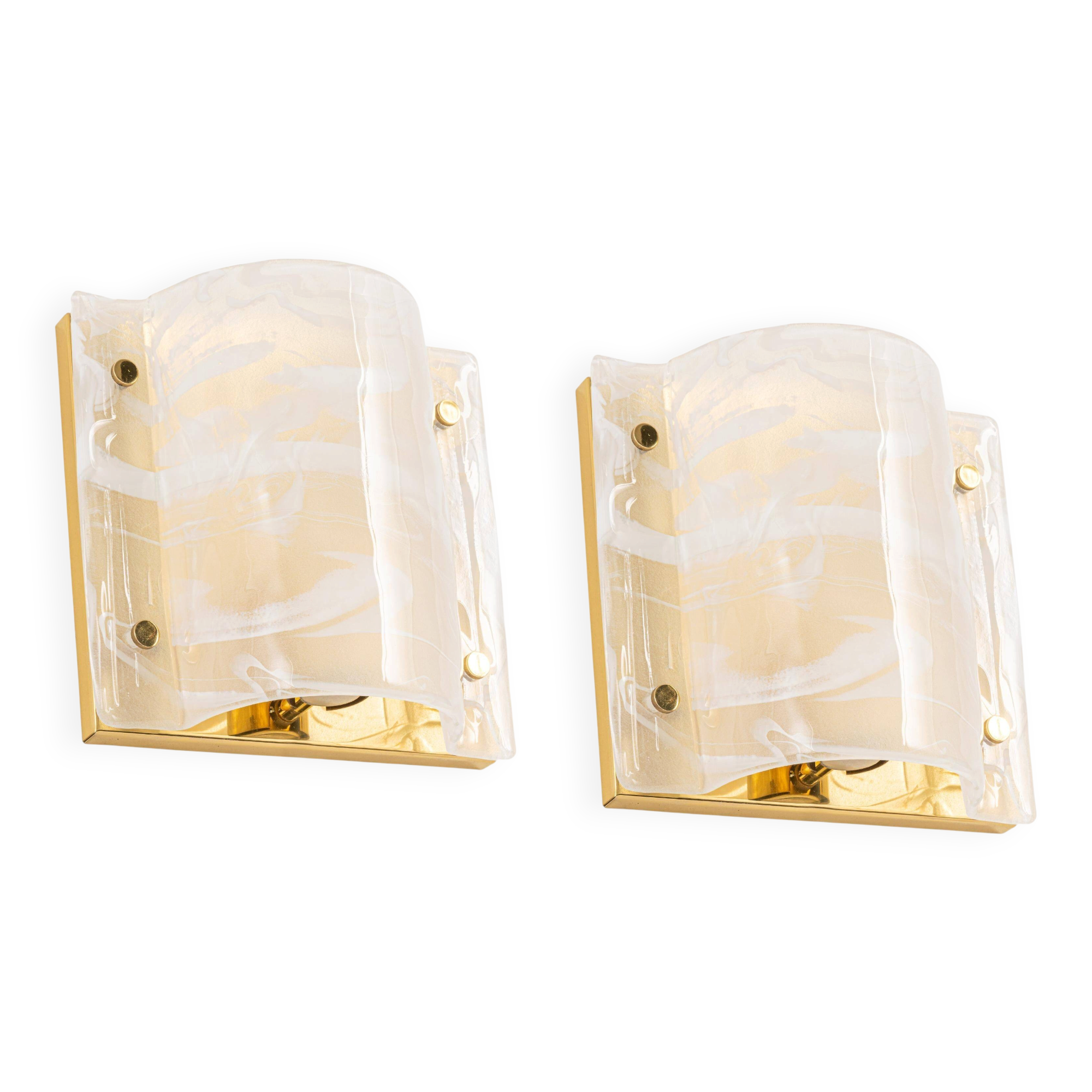 Pair of Murano glass wall sconces by Hillebrand, Germany, 1970s.