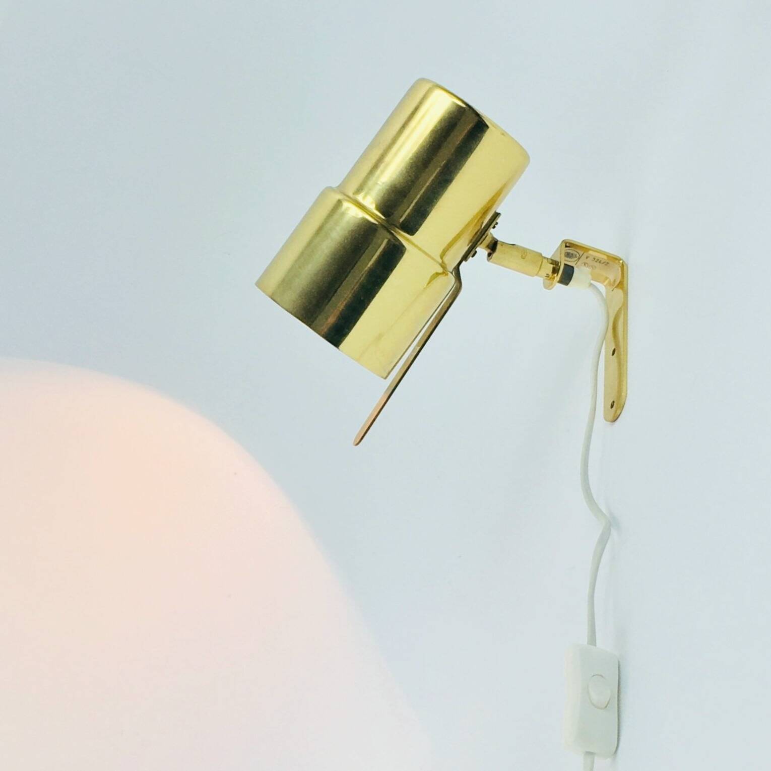 Pair Of Mid Century Scandinavian Brass Wall Lights By H.A. Jakobsson, 1960s