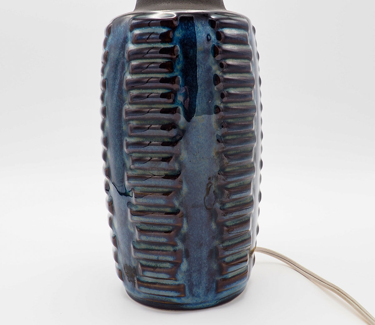 Blue black ceramic model 1034 table lamp base from Søholm, 1960s