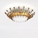 Ceiling light with forged gold nails and opaque white glass, 1950s.