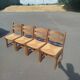 Set of 4 solid oak chairs with straw, in the style of Guillerm.